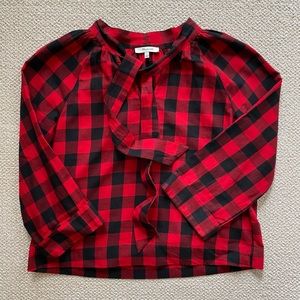 Madewell Buffalo Check Tie Front Top